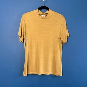 Vintage 90s Mockneck Women's Size Large Dynamite Yellow Gold Slinky‎ Going Out